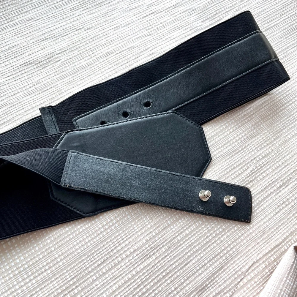 Lot of 5 Black Corset Belts Skinny Wide Belts Black Patent Leather Rope Belt